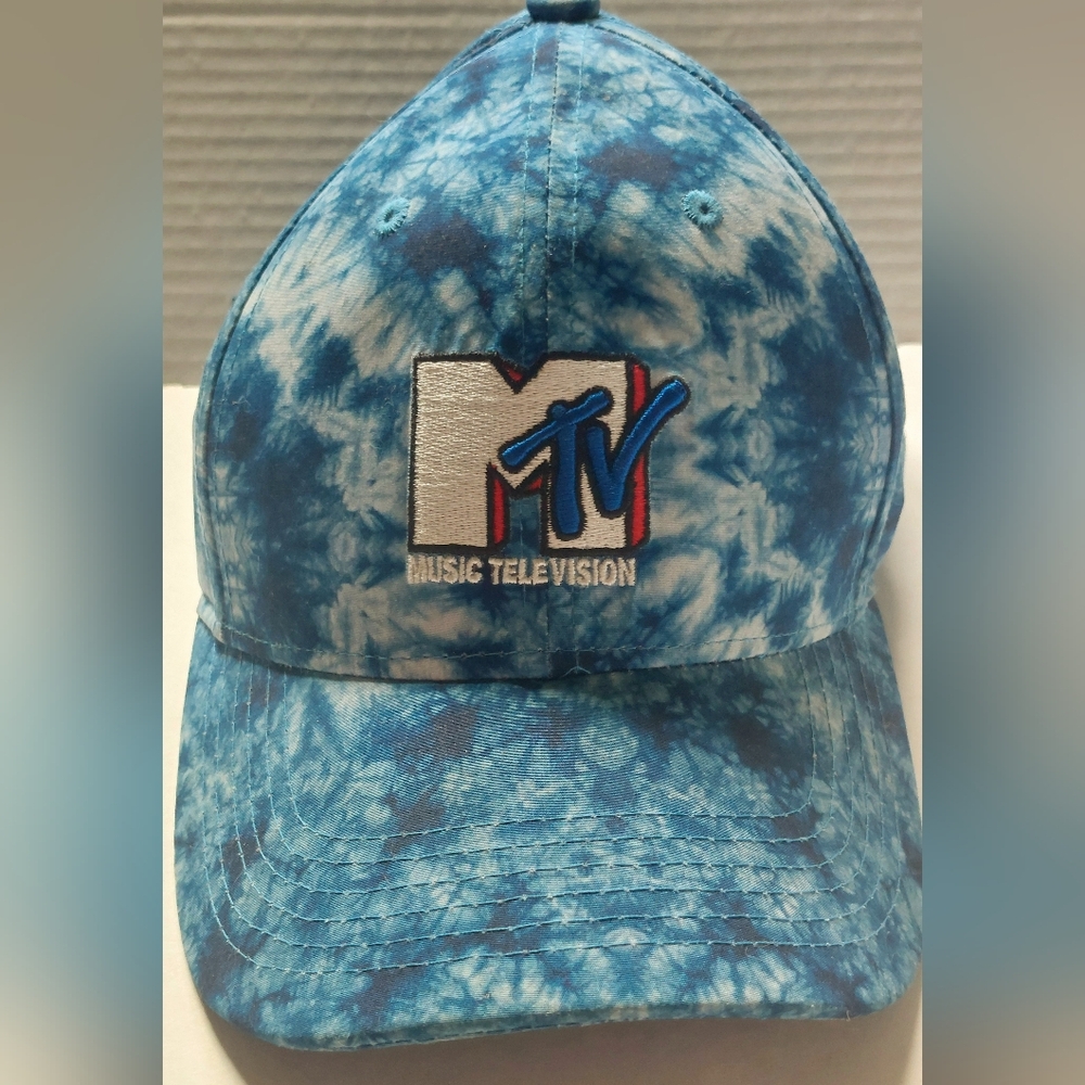 MTV Tie-Dye Blue Strapback bmBaseball Hat, NWOT